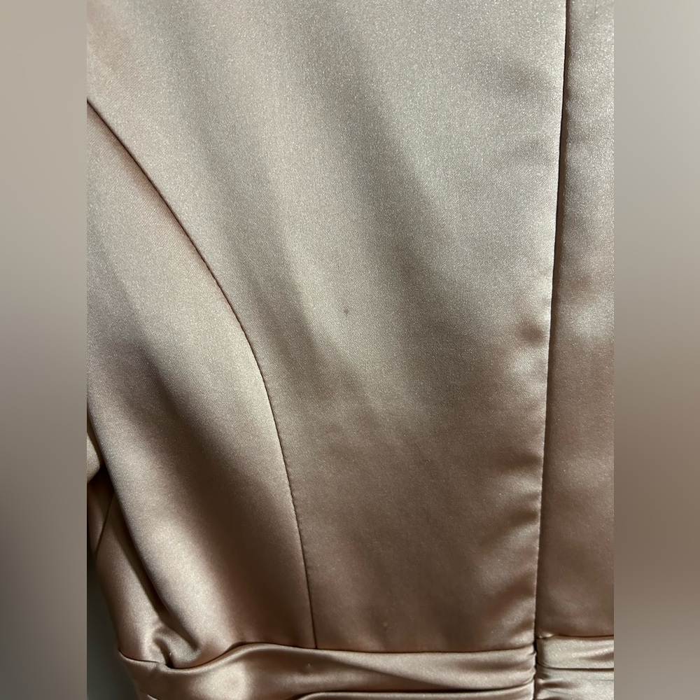 Mac Duggal Rose Pink Pleated Long Sleeve V-Neck Dress Size 6 - Picture 7 of 11